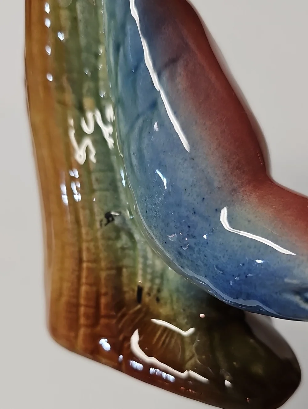 Vintage Ceramic Blue + Pink Nuthatch Bird Figural Bud Vase